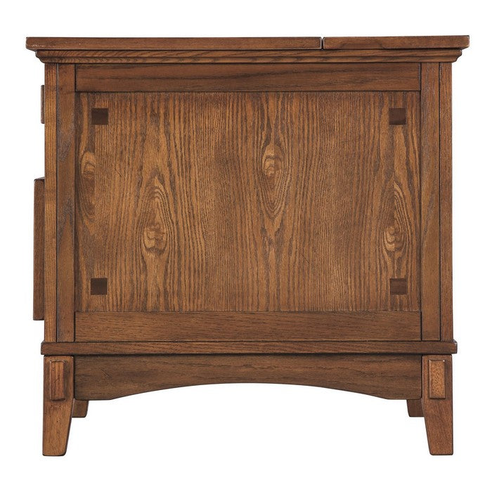 1 Drawer Wooden End Table with 1 Storage Cubby and Power Strip, Brown