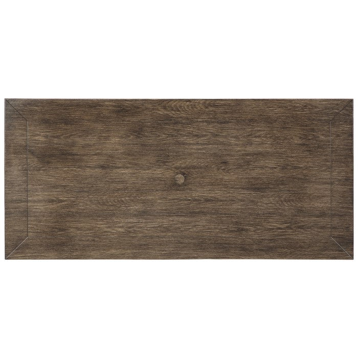 Wood Like Aluminum Frame Dining Table with X Legs, Brown and White