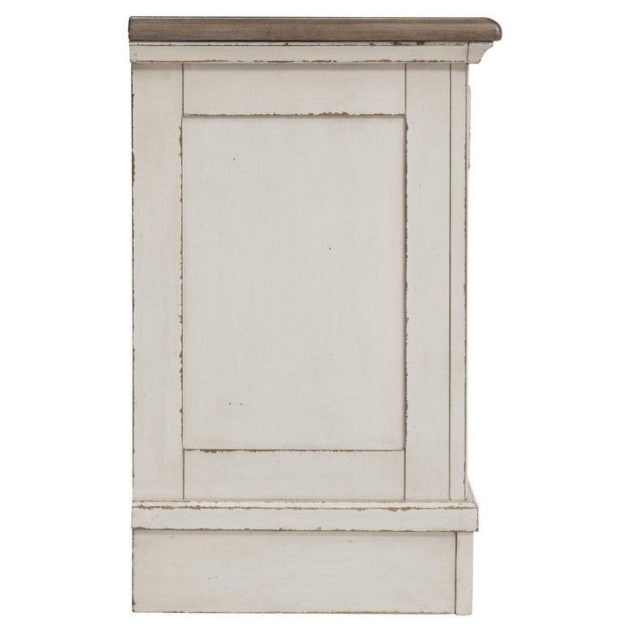 Transitional Wooden Three Drawer Nightstand with Open Platform Top, White