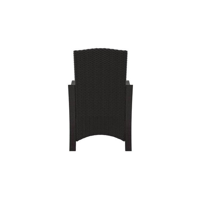 Wicker Frame Aluminum Chair with Cushion Seat, Set of 2, Brown and Gray