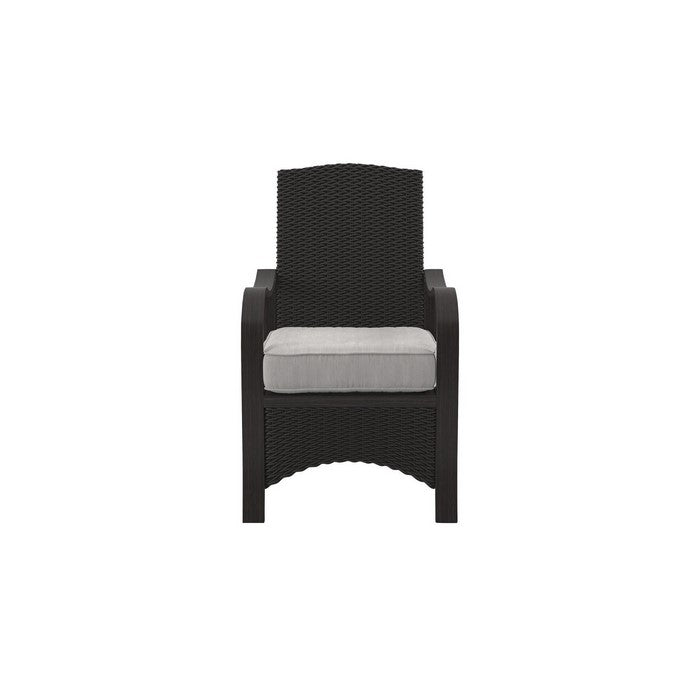 Wicker Frame Aluminum Chair with Cushion Seat, Set of 2, Brown and Gray