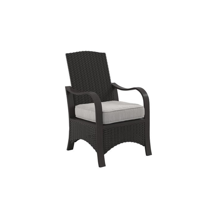 Wicker Frame Aluminum Chair with Cushion Seat, Set of 2, Brown and Gray