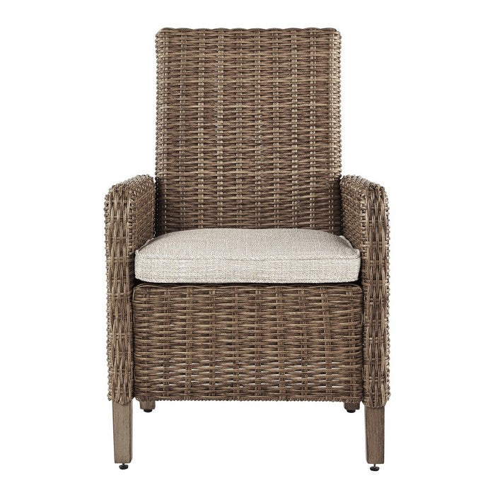 Handwoven Wicker Frame Fabric Upholstered Armchair,Set of 2,Beige and Brown