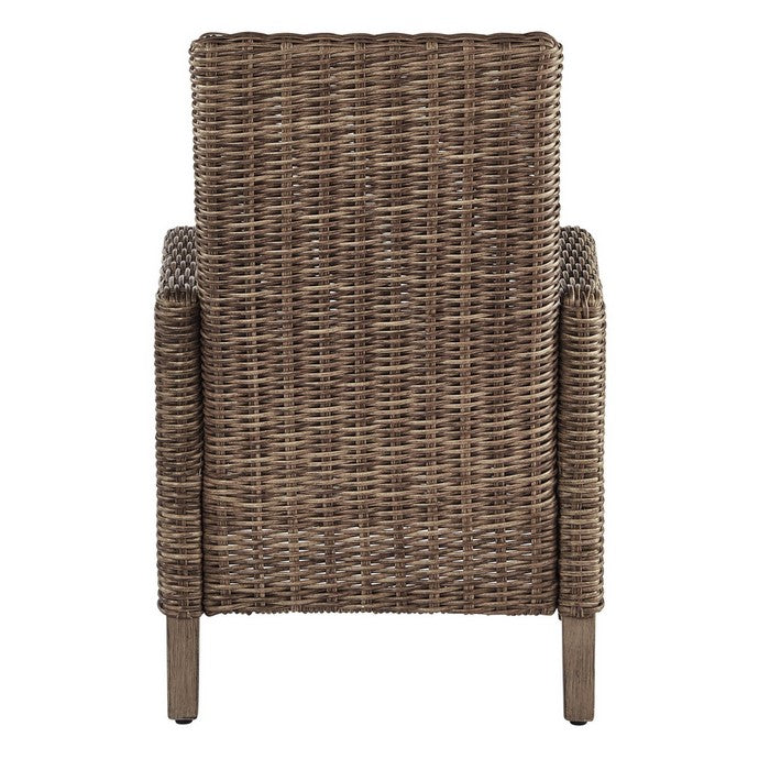 Handwoven Wicker Frame Fabric Upholstered Armchair,Set of 2,Beige and Brown