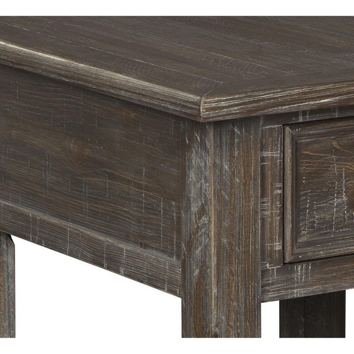 1 Drawer Rustic Wooden End Table with Open Bottom Shelf, Brown