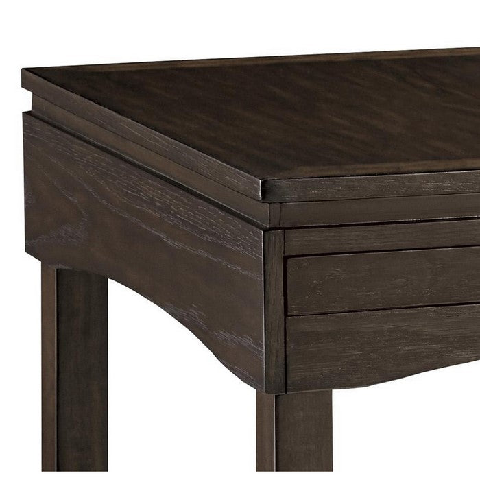 Wooden End Table with Pull Out Tray and Open Bottom Shelf, Brown