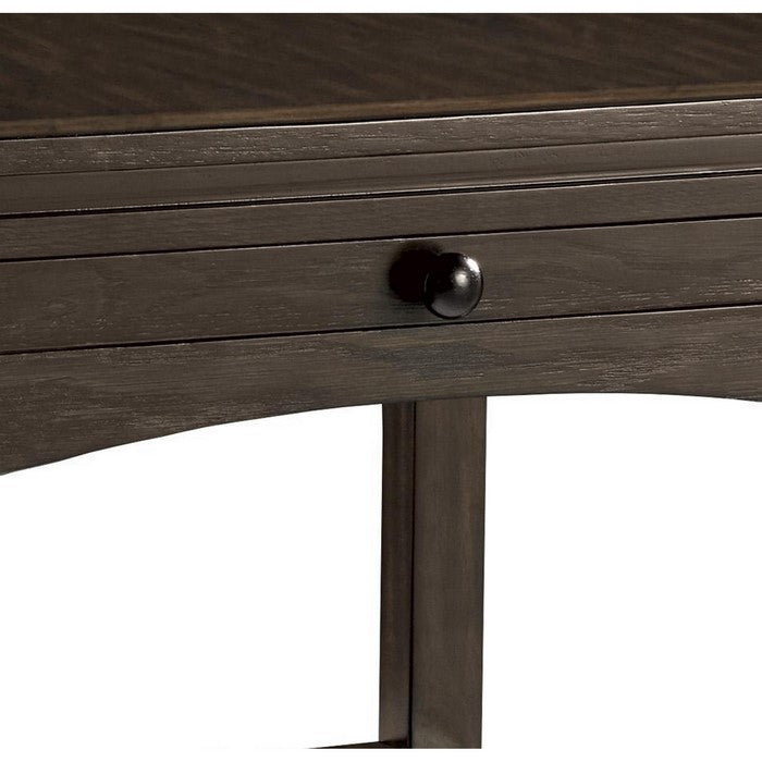 Wooden End Table with Pull Out Tray and Open Bottom Shelf, Brown