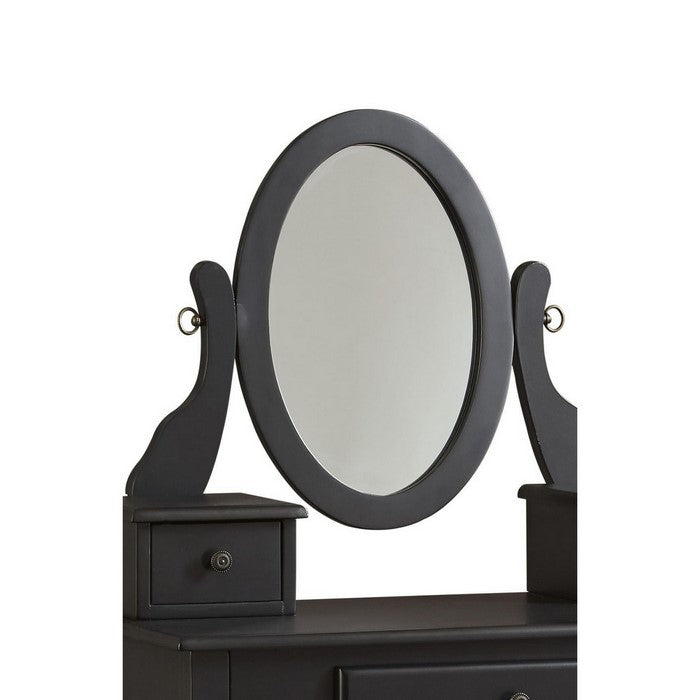 Contemporary Style Wooden Vanity Set with Cabriole Legs, Black