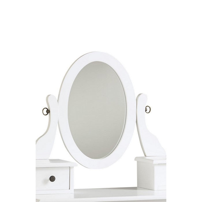 Contemporary Style Wooden Vanity Set with Cabriole Legs, White