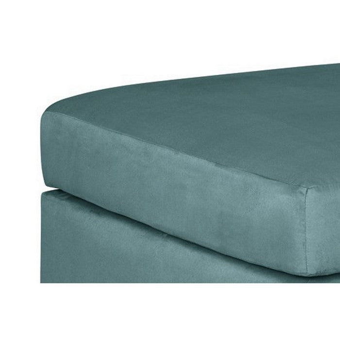 Square Fabric Upholstered Oversized Accent Ottoman with Block Legs, Blue