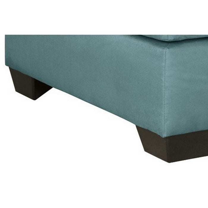 Square Fabric Upholstered Oversized Accent Ottoman with Block Legs, Blue