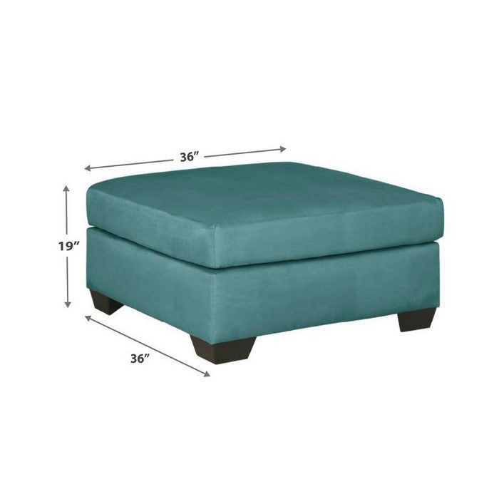 Square Fabric Upholstered Oversized Accent Ottoman with Block Legs, Blue