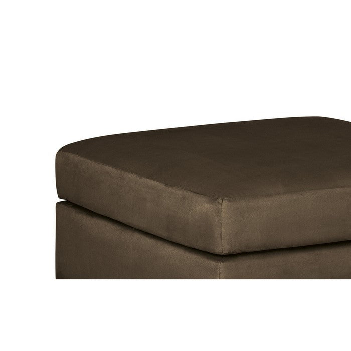 Square Fabric Upholstered Oversized Accent Ottoman, Dark Brown