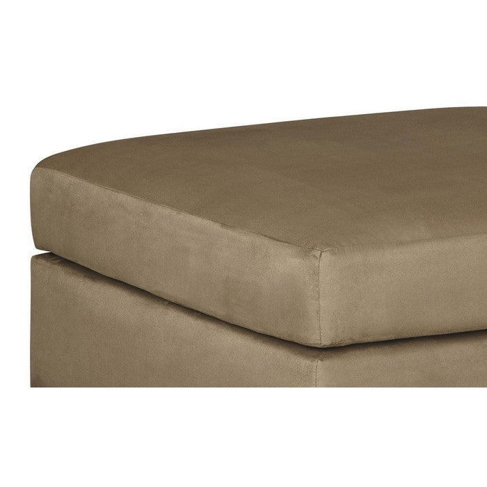 Square Fabric Upholstered Oversized Accent Ottoman, Light Brown