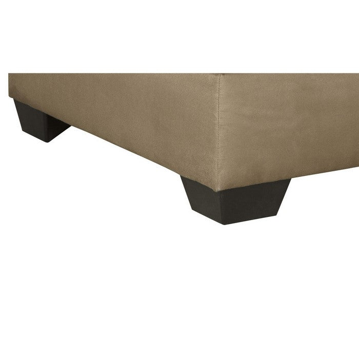 Square Fabric Upholstered Oversized Accent Ottoman, Light Brown