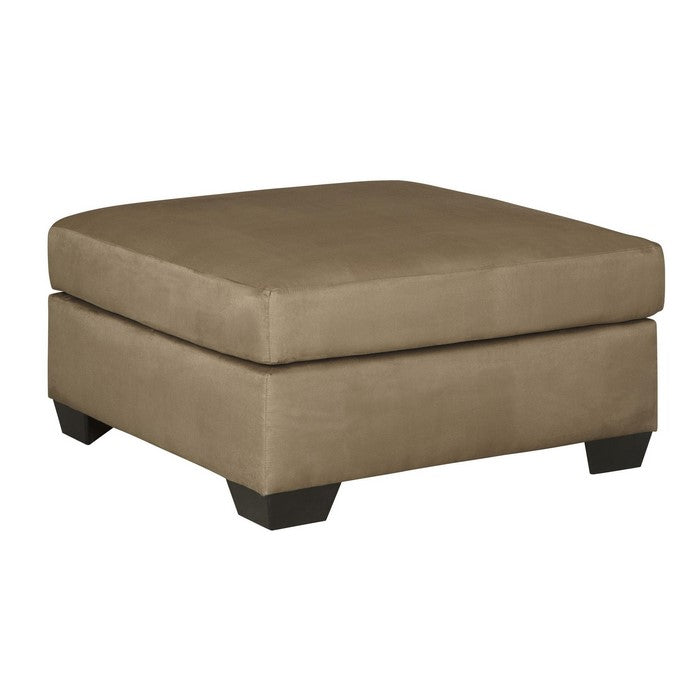 Square Fabric Upholstered Oversized Accent Ottoman, Light Brown
