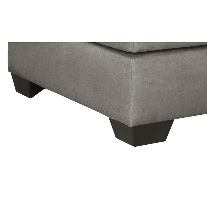 Square Fabric Upholstered Oversized Accent Ottoman with Block Legs, Gray