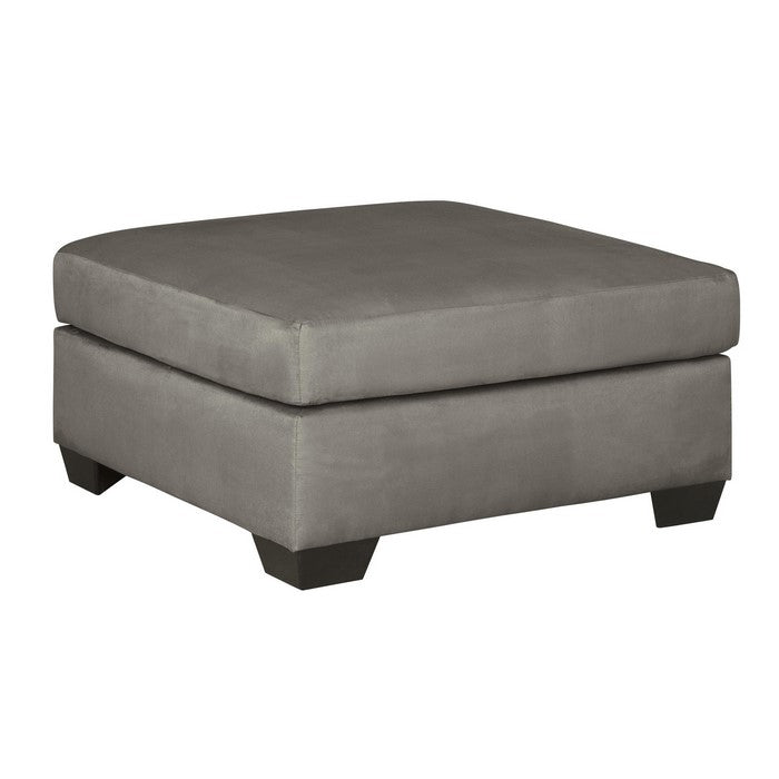 Square Fabric Upholstered Oversized Accent Ottoman with Block Legs, Gray