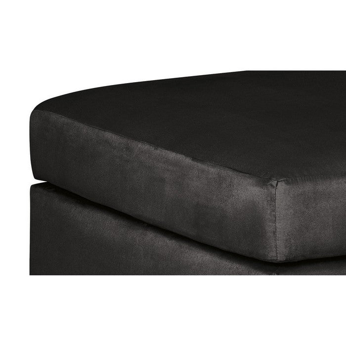 Square Fabric Upholstered Oversized Accent Ottoman with Block Legs, Black