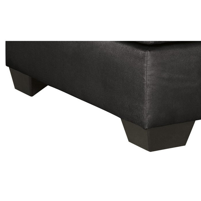 Square Fabric Upholstered Oversized Accent Ottoman with Block Legs, Black
