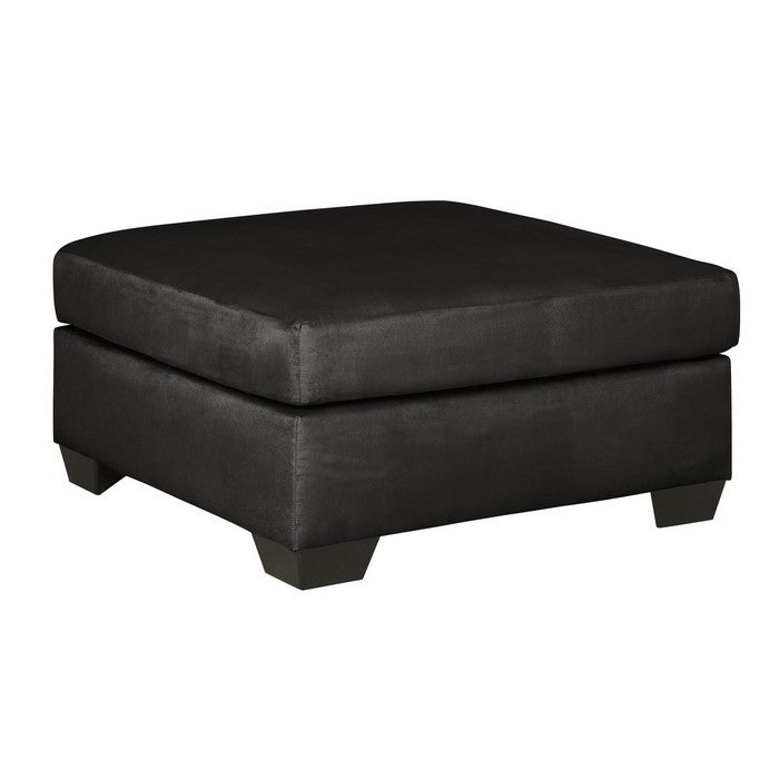 Square Fabric Upholstered Oversized Accent Ottoman with Block Legs, Black