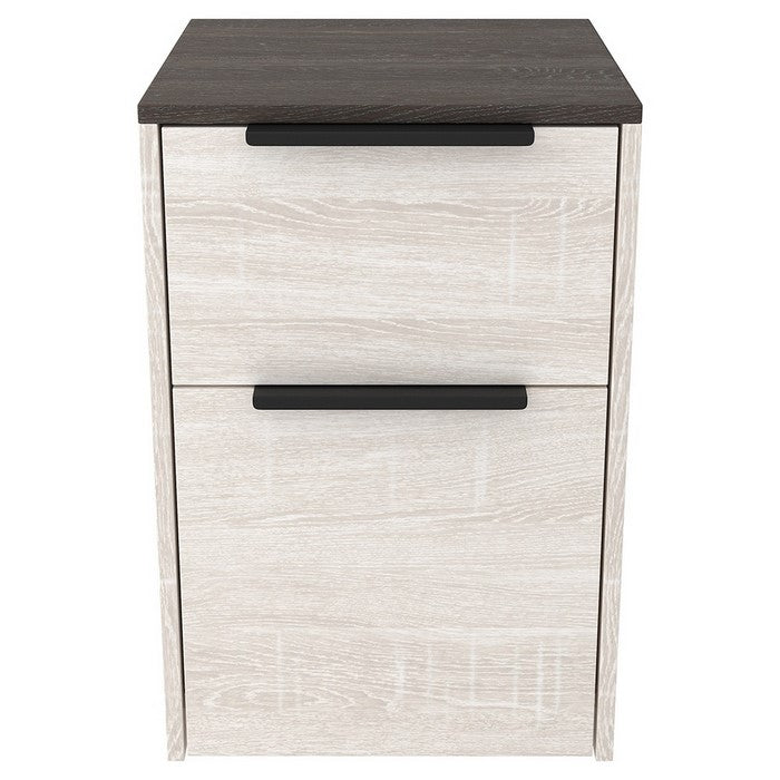 Two Tone Wooden File Cabinet with 2 File Drawers, Antique White and Gray