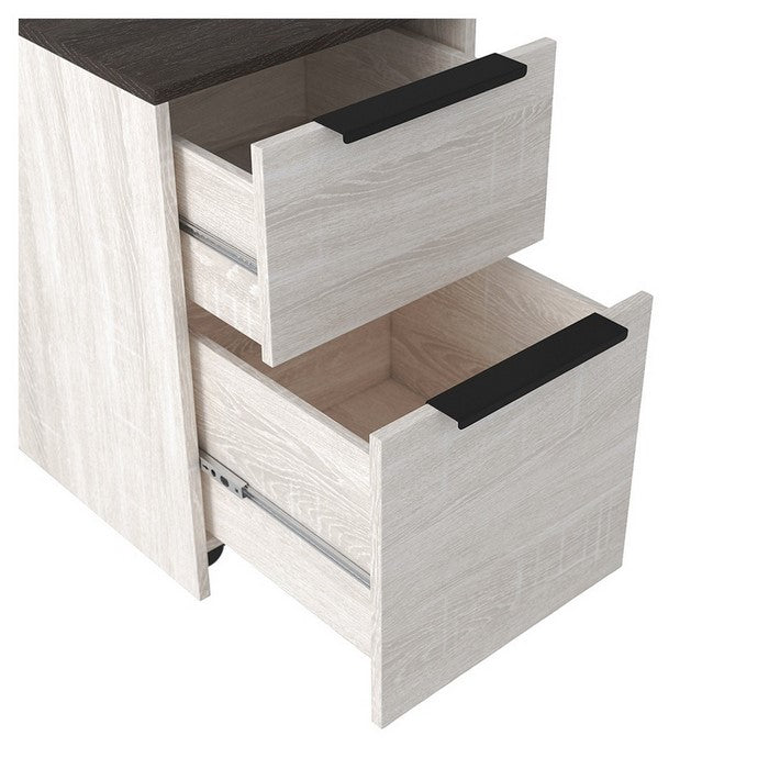 Two Tone Wooden File Cabinet with 2 File Drawers, Antique White and Gray