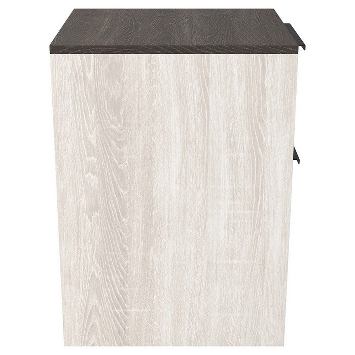 Two Tone Wooden File Cabinet with 2 File Drawers, Antique White and Gray