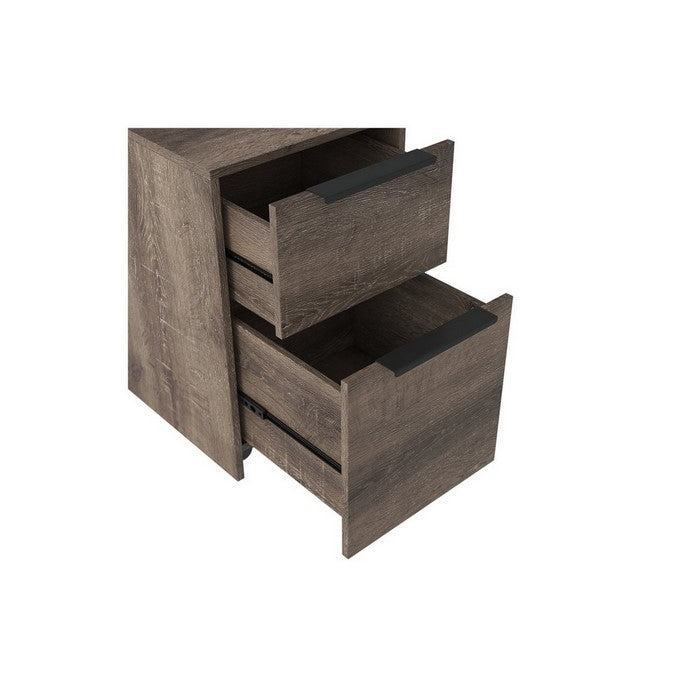 Two Tone Wooden File Cabinet with 2 File Drawers, Brown