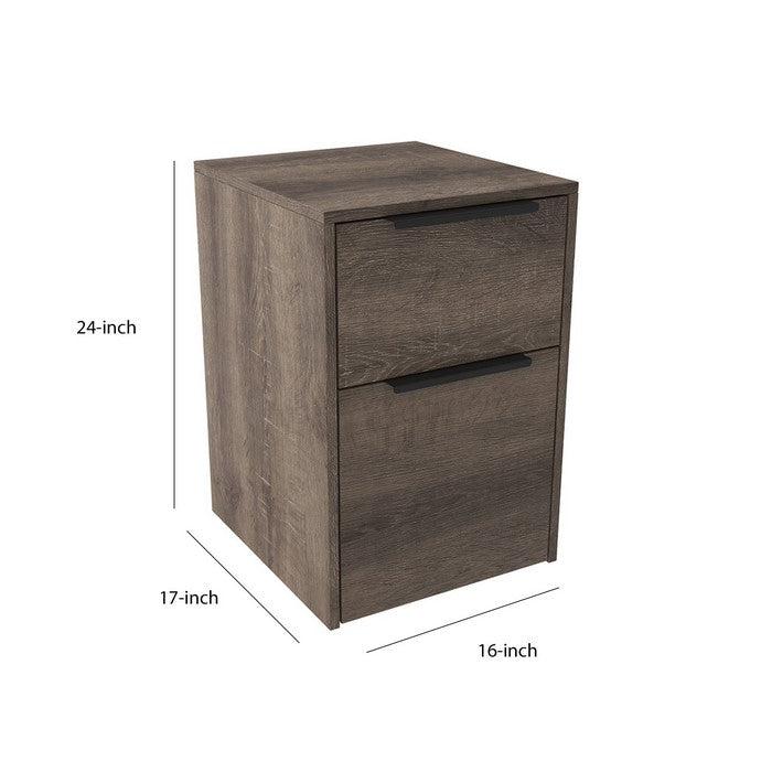 Two Tone Wooden File Cabinet with 2 File Drawers, Brown