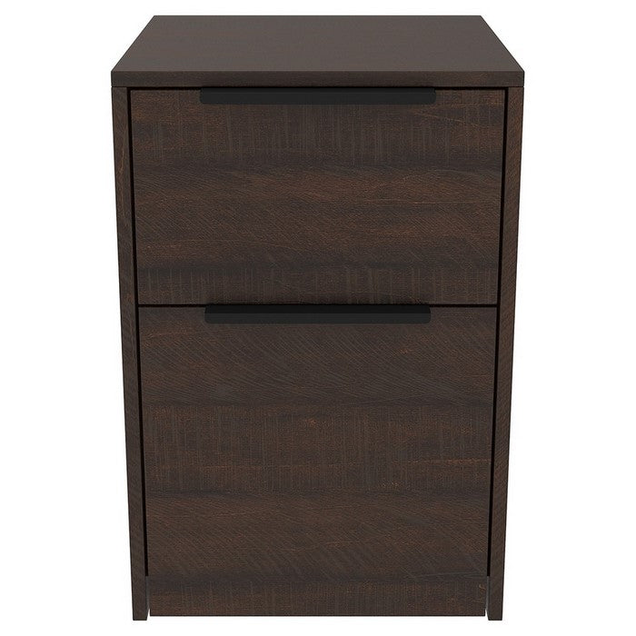 Two Tone Wooden File Cabinet with 2 File Drawers, Dark Brown