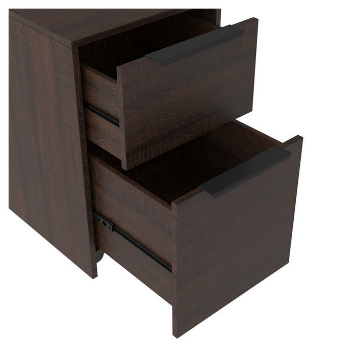 Two Tone Wooden File Cabinet with 2 File Drawers, Dark Brown