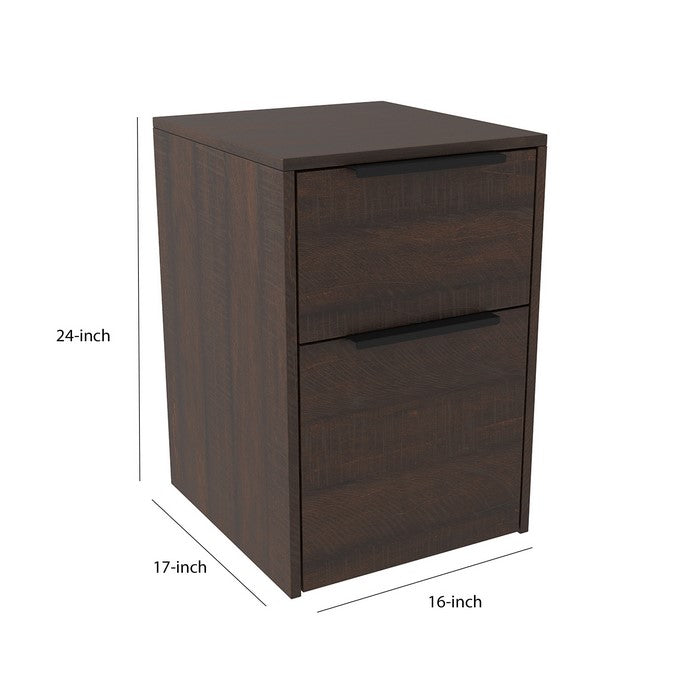 Two Tone Wooden File Cabinet with 2 File Drawers, Dark Brown