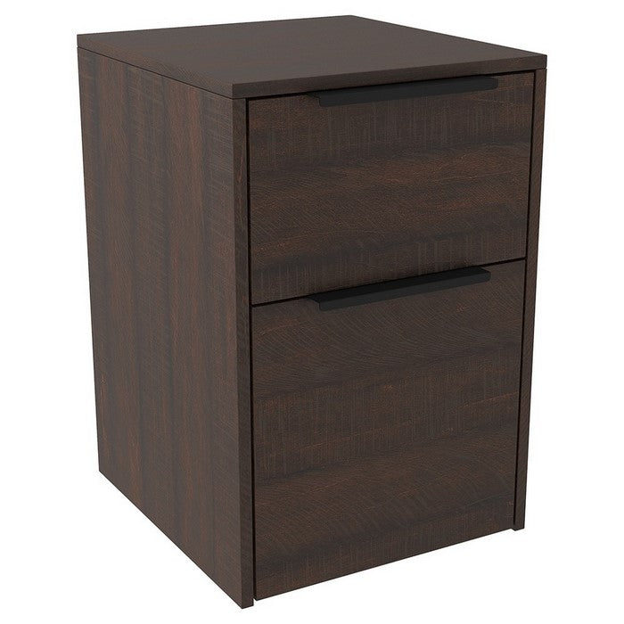 Two Tone Wooden File Cabinet with 2 File Drawers, Dark Brown