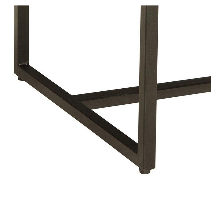 Two Tone Rectangular Wooden End Table with Open Cubby, Black and Brown