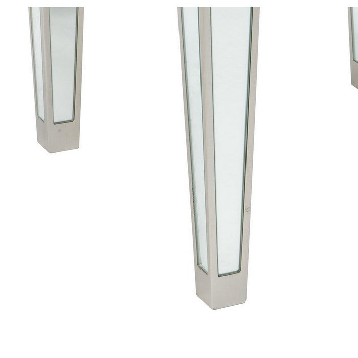 Wooden End Table with Mirror Top and Tapered Legs,Champagne Gold and Silver