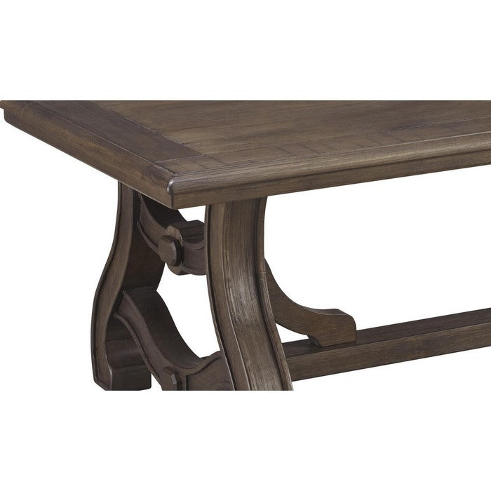 Plank Grooved Wooden Frame Cocktail Table with Ornate Legs, Brown
