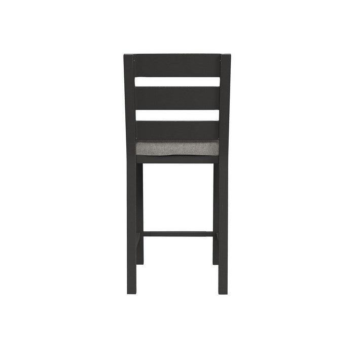 Slatted Aluminum Frame Barstool with Padded Seat, Gray, Set of 2