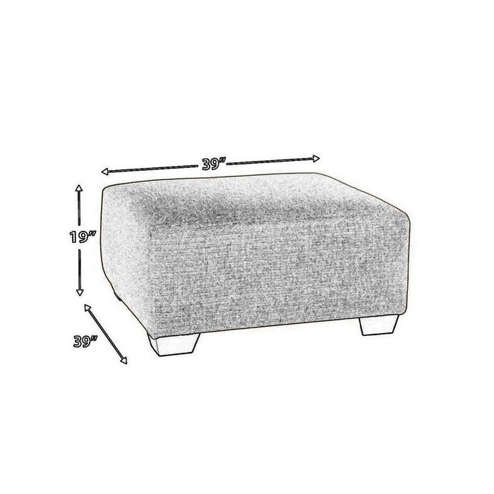 Square Textured Fabric Upholstered Oversized Accent Ottoman, Taupe Brown
