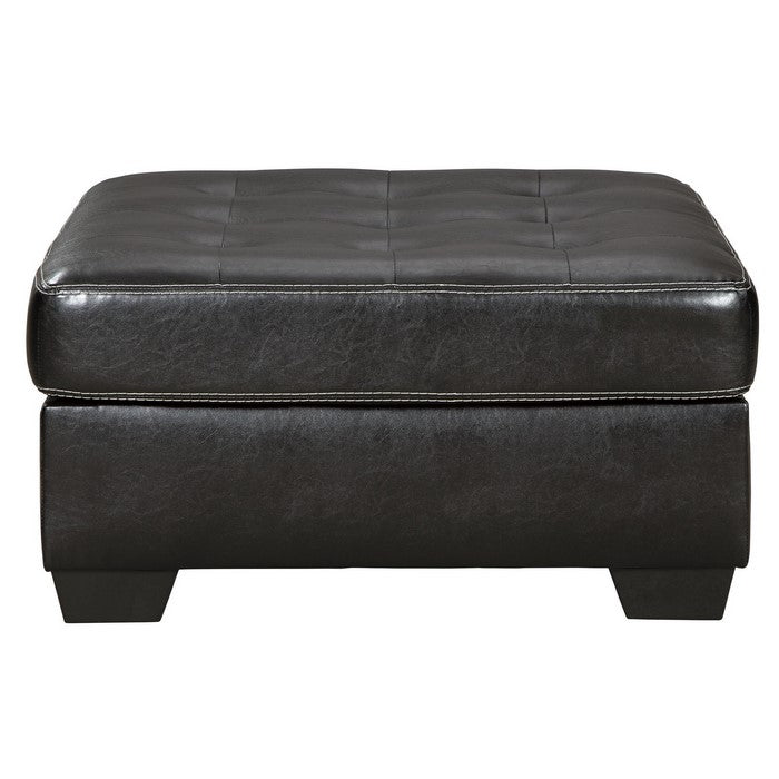 Leatherette Upholstered Oversized Accent Ottoman with Button Tufting, Brown