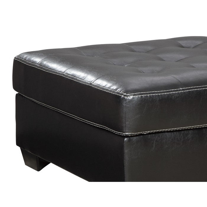 Leatherette Upholstered Oversized Accent Ottoman with Button Tufting, Brown