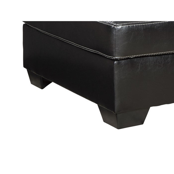 Leatherette Upholstered Oversized Accent Ottoman with Button Tufting, Brown