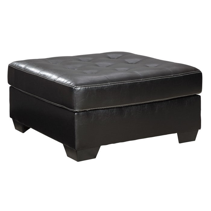 Leatherette Upholstered Oversized Accent Ottoman with Button Tufting, Brown