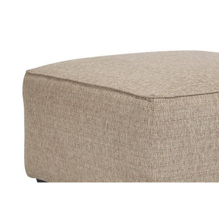 Square Textured Fabric Upholstered Oversized Accent Ottoman, Beige