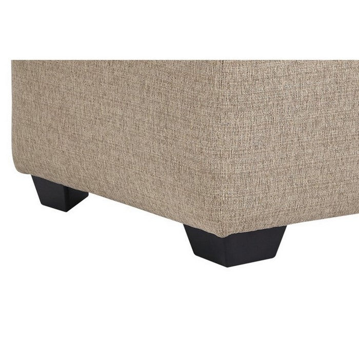 Square Textured Fabric Upholstered Oversized Accent Ottoman, Beige