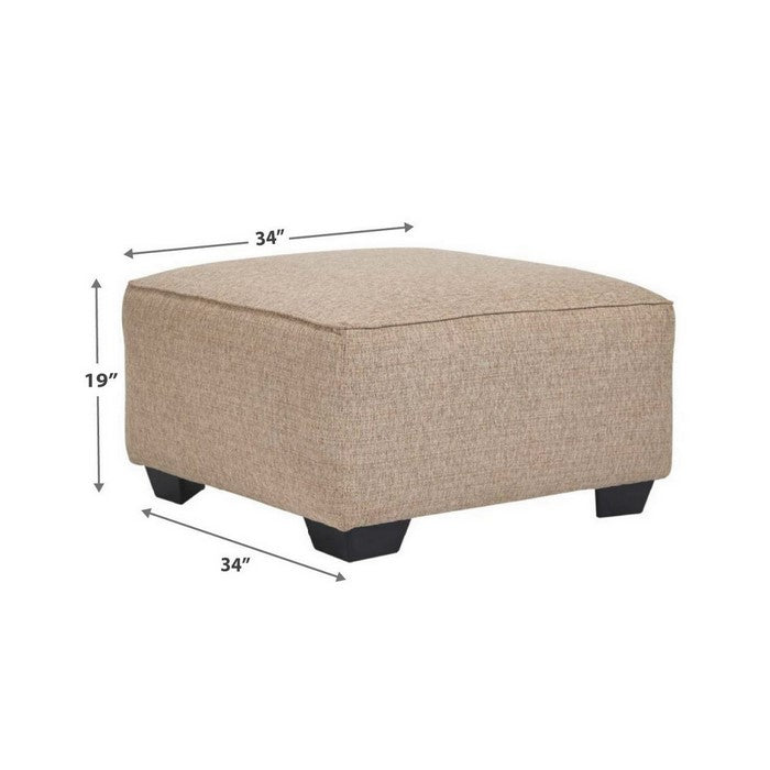 Square Textured Fabric Upholstered Oversized Accent Ottoman, Beige