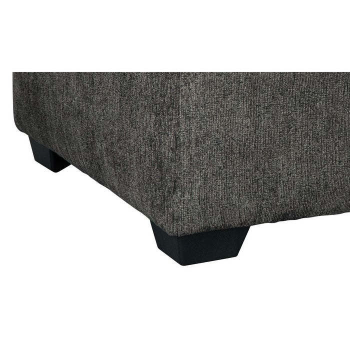 Square Textured Fabric Upholstered Oversized Accent Ottoman, Dark Gray