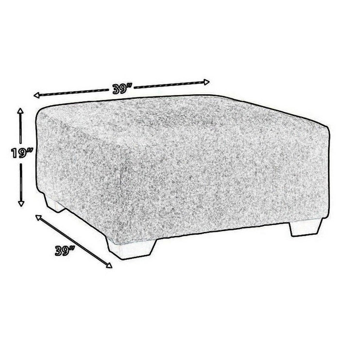 Square Textured Fabric Upholstered Oversized Accent Ottoman, Dark Gray