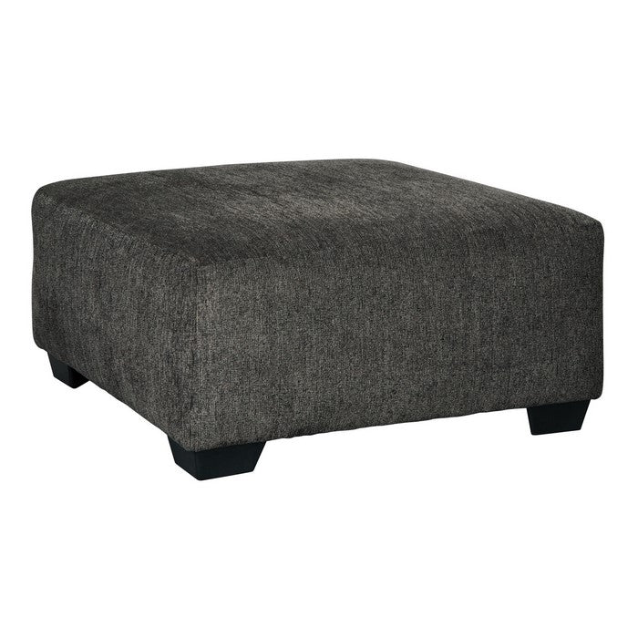 Square Textured Fabric Upholstered Oversized Accent Ottoman, Dark Gray