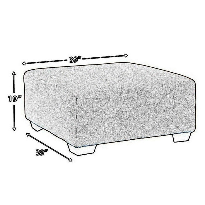 Square Textured Fabric Upholstered Oversized Accent Ottoman, Light Gray